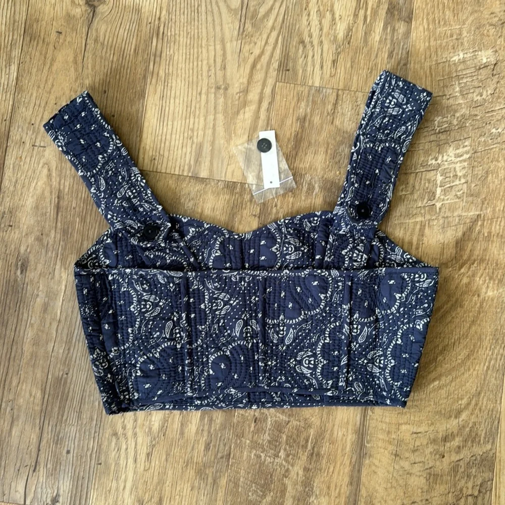 Madewell Quilted Sweetheart Crop Top Size 2 - Picture 7 of 16